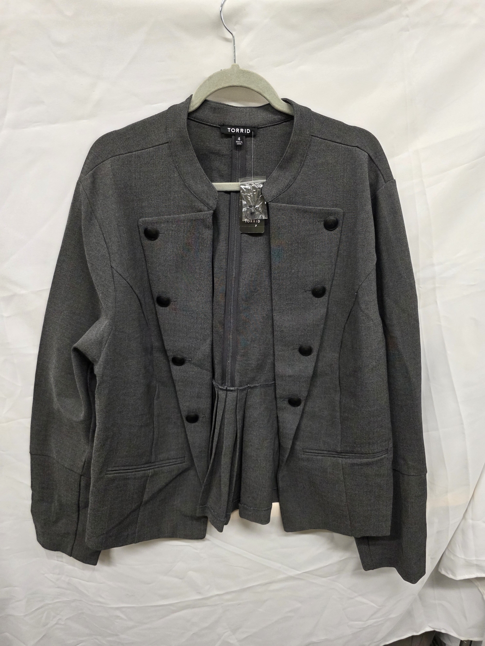Torrid Ponte Military Jacket Gray Blazer Size 4 NWT